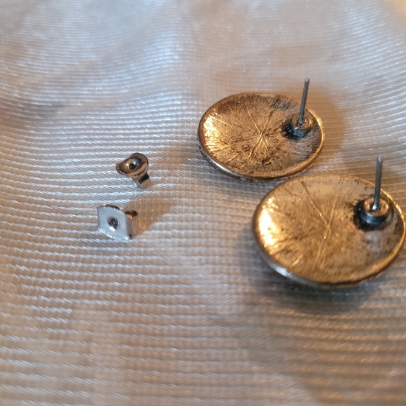 Mandala Inspired Stone Button Earrings - Picture 4 of 5